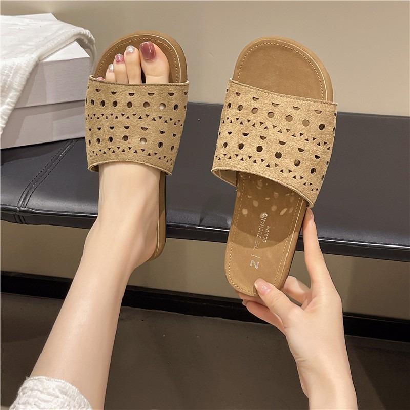 

Fashion 2025 Summer Open Toe Women s Slippers New Outdoor Daily Fashion Light Soft Bottom Comfortable Concise Best Seller Flat Slippers 40 шоколадный