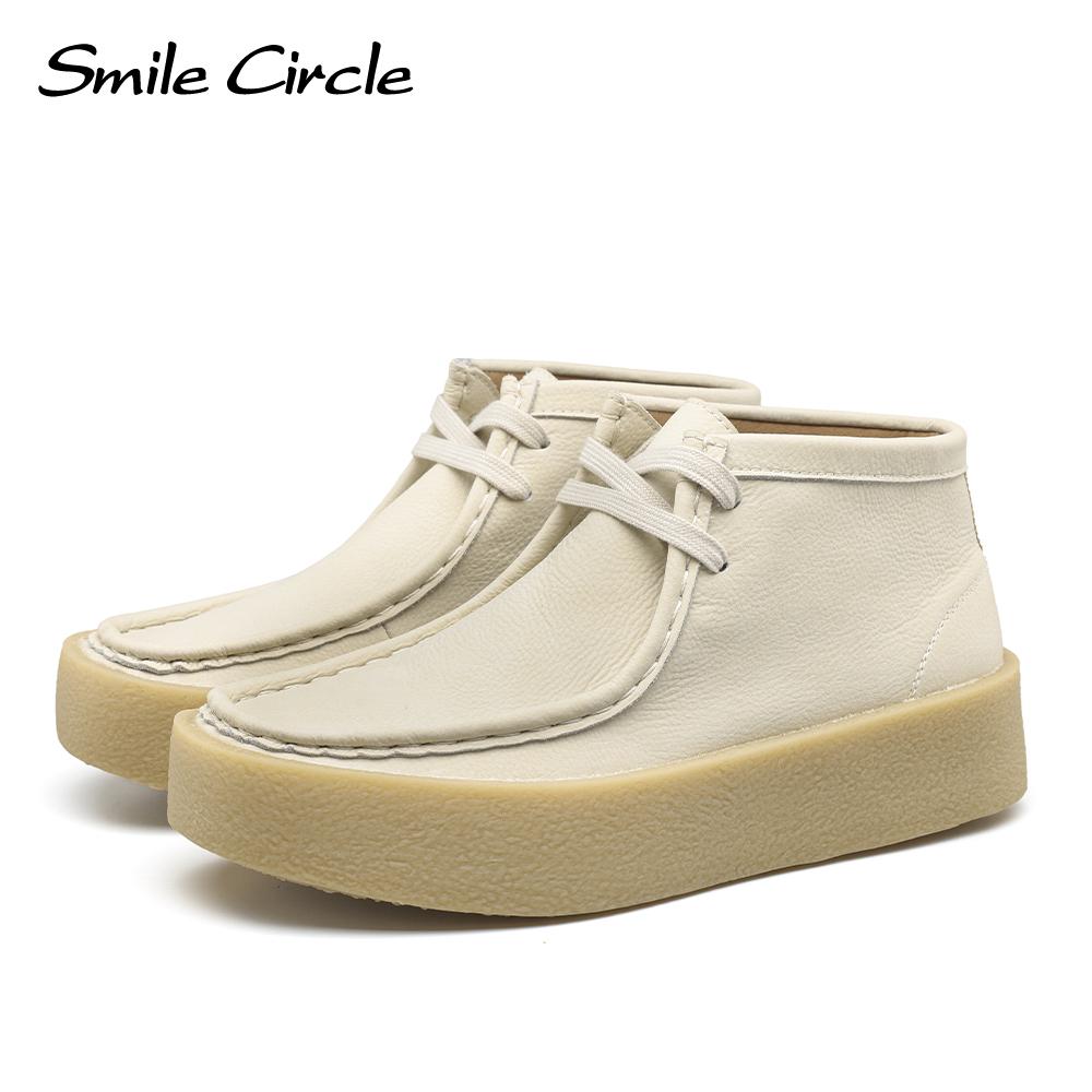 Klobige Damen-Flache Schuhe, runde Zehen, Schnürschuhe, dicke Schuhe, modische, bequeme Damen-Freizeitschuhe