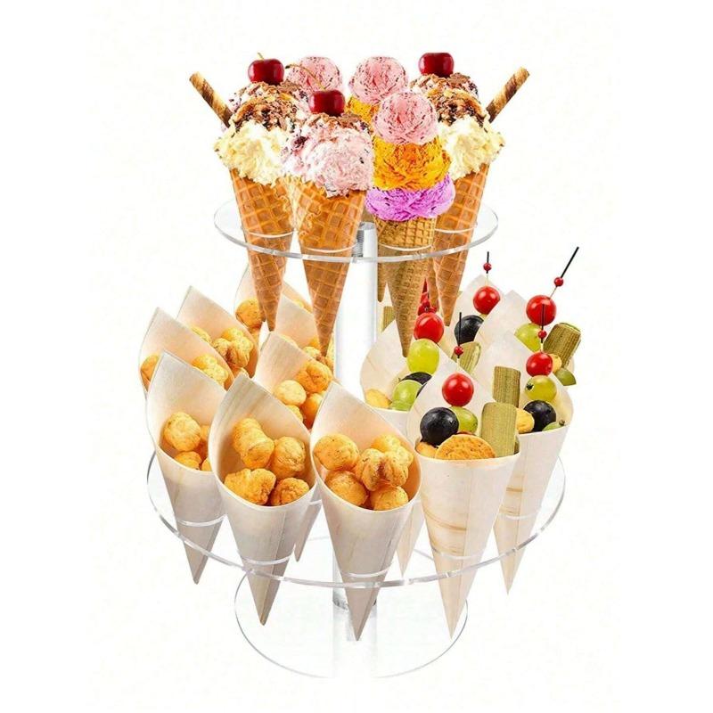 Ice Cream Cone Holder, Acrylic Ice Cream Holder. Acrylic Ice Cream Cone Holder with Waffle Cone Display Stand, Suitable for Parties