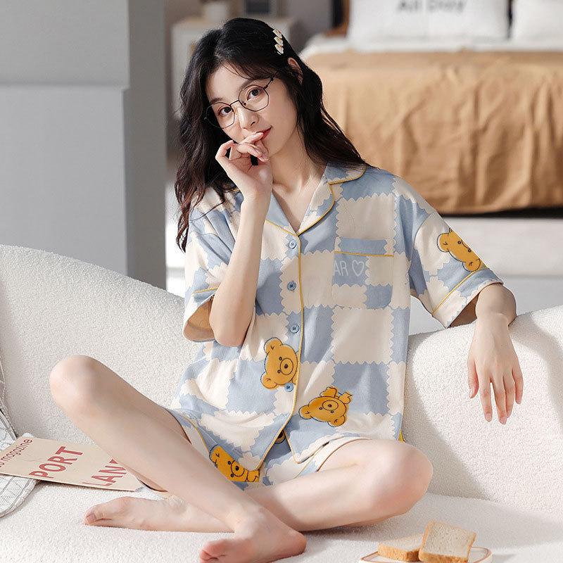 Jiikawa Wusachi Pajamas Women's Spring Summer Cotton Short Sleeve Student Loose Large Size Summer Small Hachi Loungewear