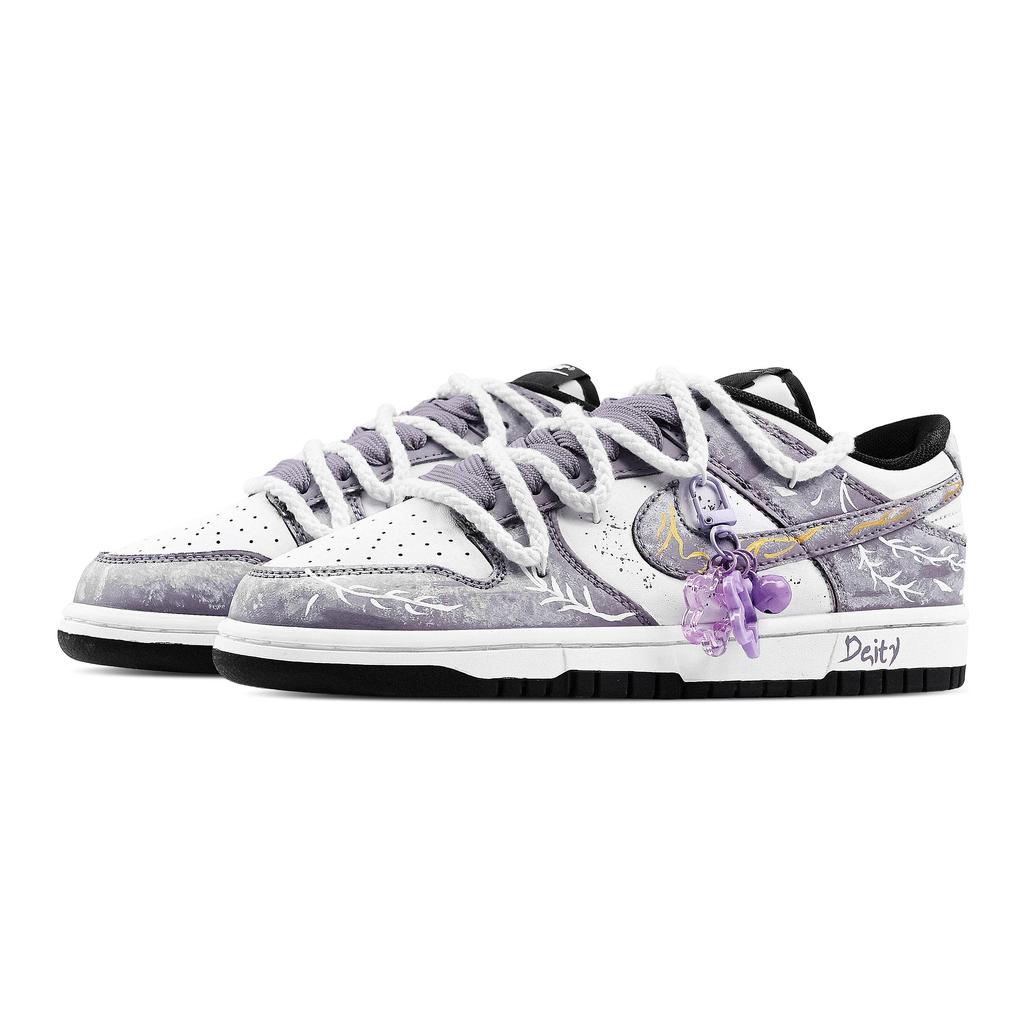 Nike Dunk Willow God Smile Domain 1 Heart Box Abrasion Resistant Low top Skateboard Shoes Unisex Purple White HF5441-100(Team773-1-)
