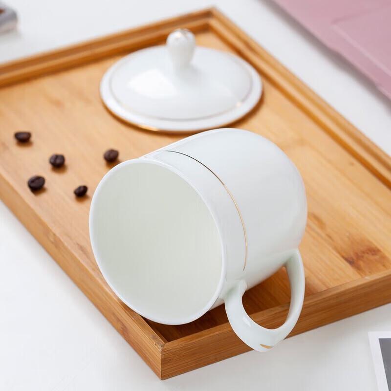 Bo Yi Duo Gold Rim Stoneware Office Tea Mug with Lid