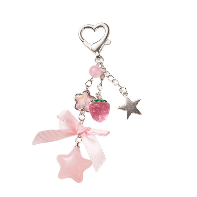Květinová hvězda s korálky na telefon & Klíčenka se jahodovou mašlí