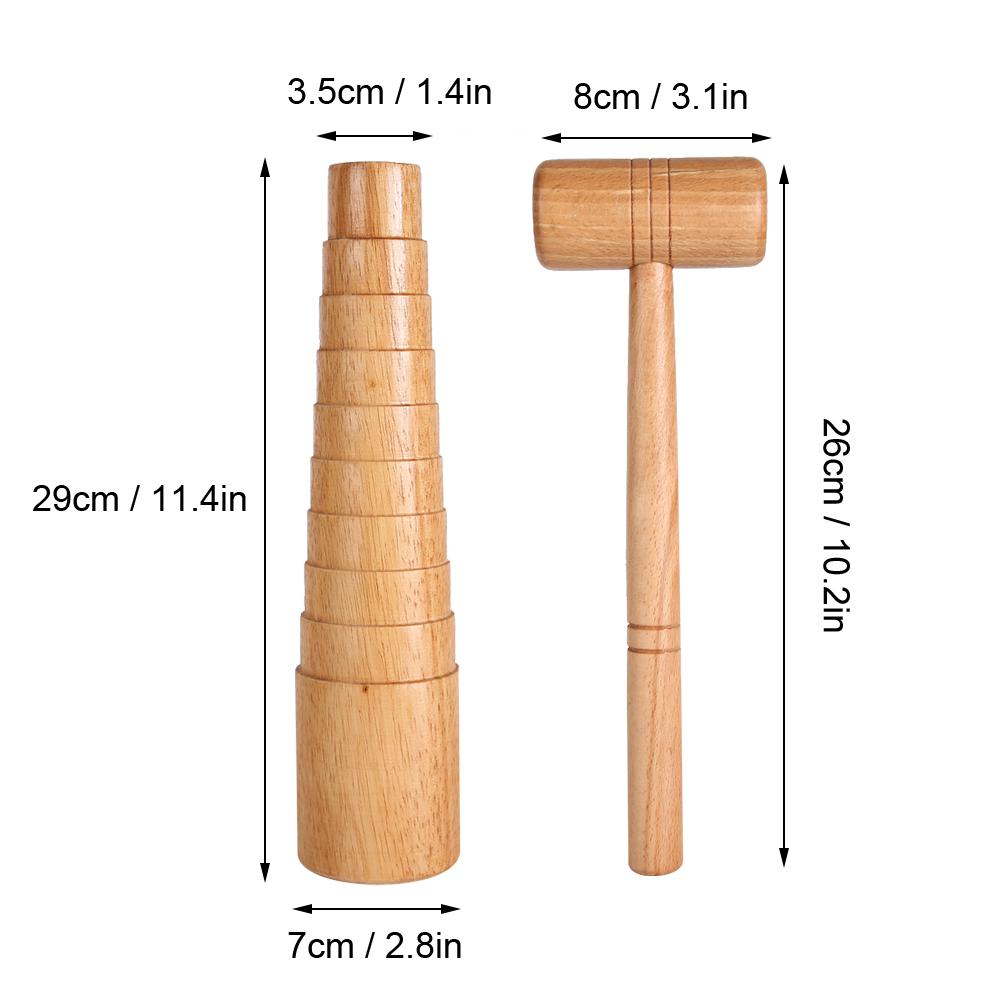 2pcs Set Wooden Mandrel Sizer Jewelry Making Adjust Bangle Sizing Measurement Stick Hammer Tool Set