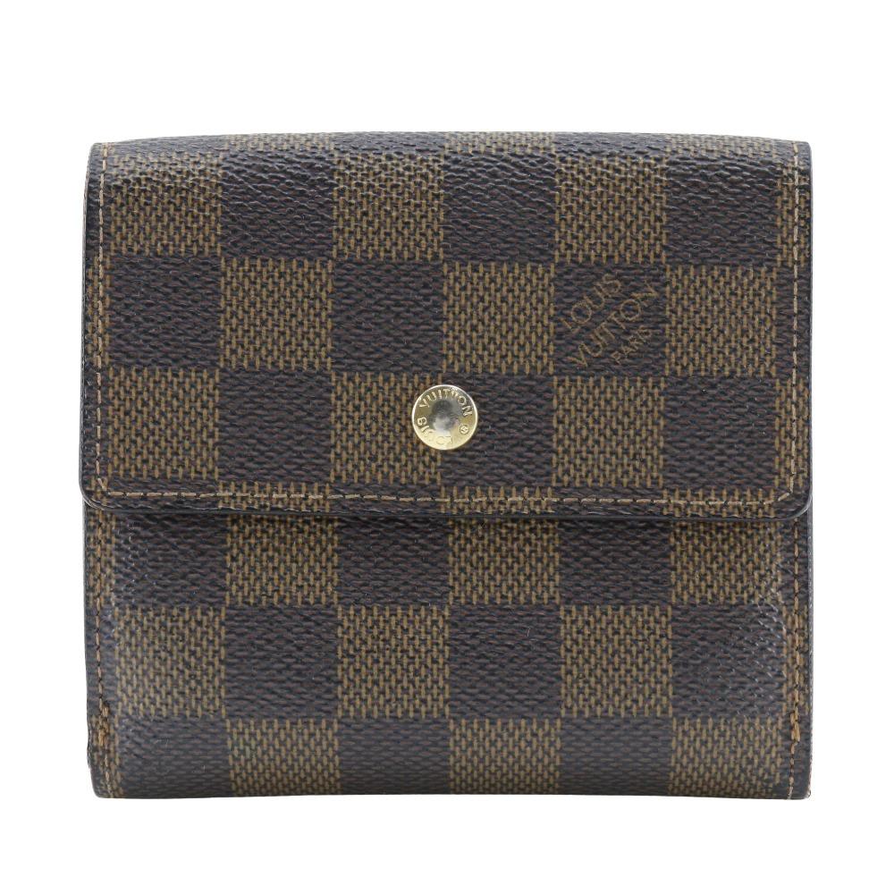 LOUIS VUITTON Porte BilletsCartes Crdit Bi-Fold Wallet N61652 Double Sided Brown Damier canvas unisex Used