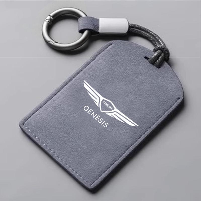 For Genesis GV60 Card 2023 G80 Pure Electric NFC Suede Leather Car Smart NFC Card Key Cover Case Protector Shell Fob Accessories