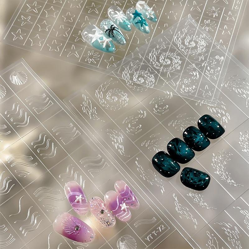 Starfish Shell Ocean Hollow Out Nail Sticker Decals Self Adhesive Template for All Nail Types DIY Art Summer Style
