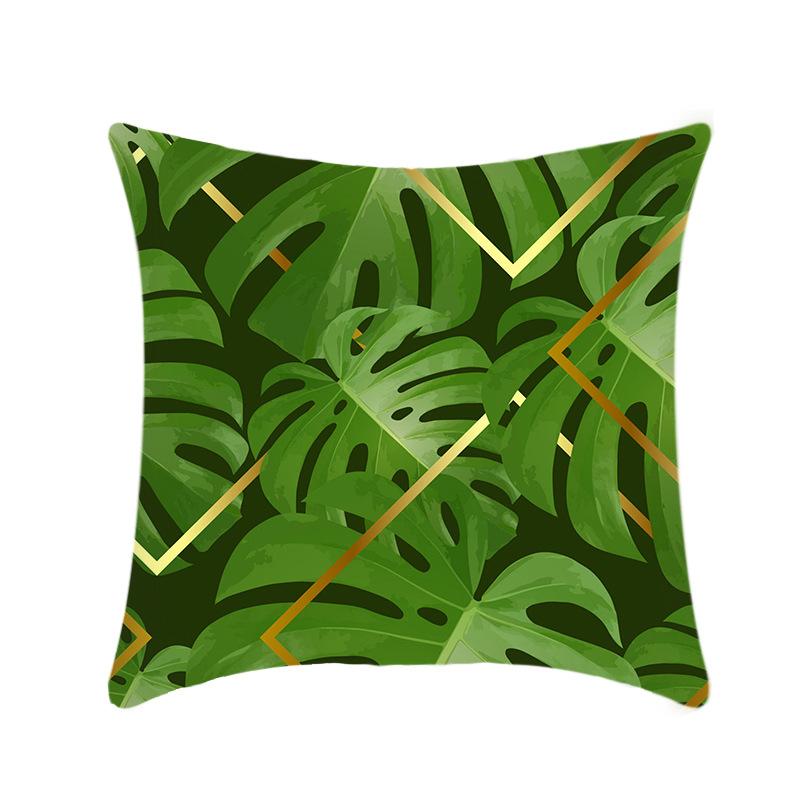 New Nap Pillow Green Leaves Sofa Plush Pillow Case Home Summer Cushion