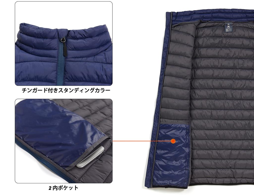 Little Donkey Andy Quilted Golf Sleeveless Down Warm and Cold Size M Men's Vest, Full-Zip Jacket, Weather, Navy,