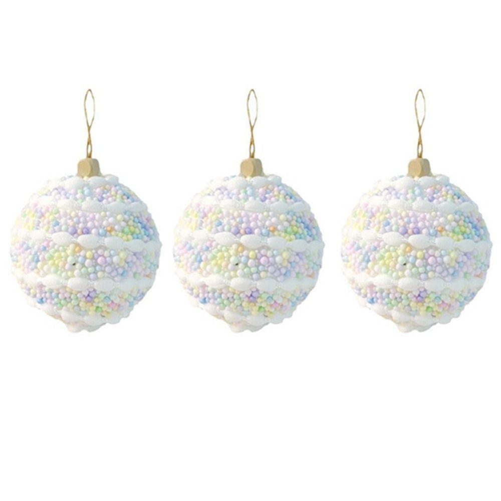 3pcs 8cm Foam Christmas Balls Pendant Shatterproof Reusable Christmas Macaron Hanging Balls Elegant Colorful