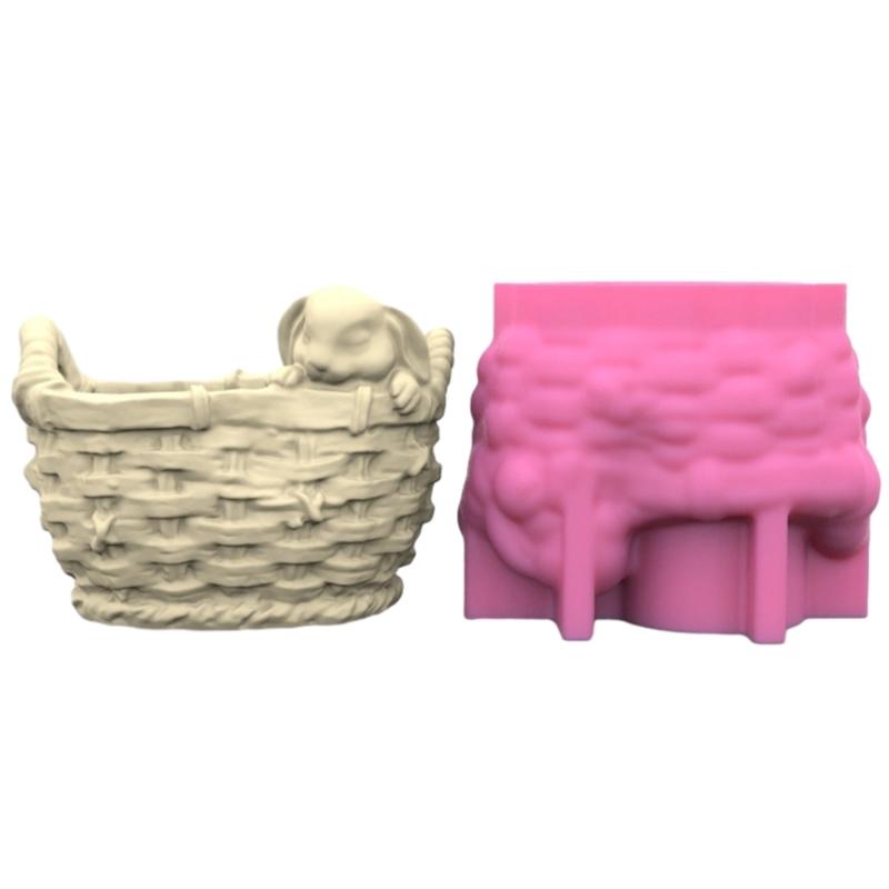 Durable Silicone Mold Woven Flower Basket Flower Vase Epoxy Molds Succulent Planter Pots Casting Mould Home Decorations