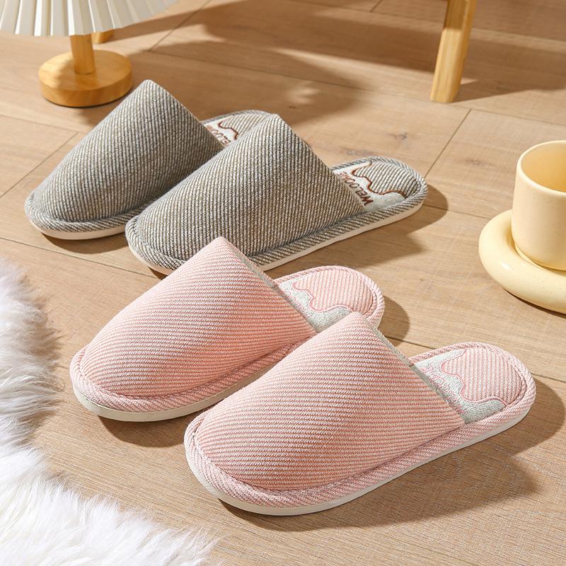 Cotton Shoes for Women's Indoor Use, Anti-slip Linen Slippers, and Warm Home Shoes