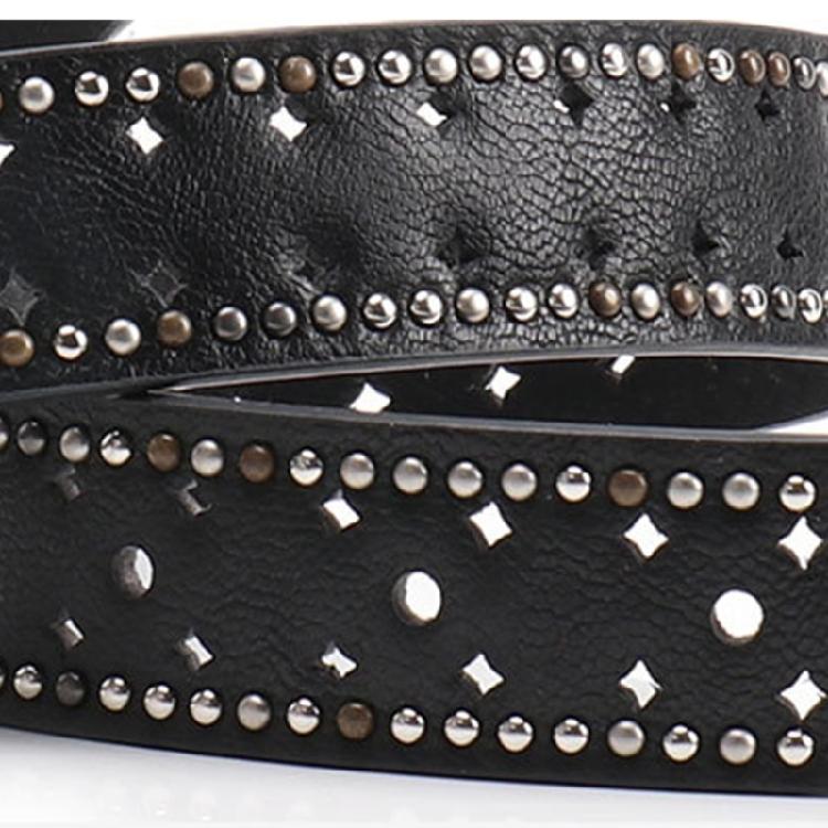 Rocker Fashion Adjustable Women's Belt With Metal Rivets Detail Soft PU Leather Strap For Multiple Occasion