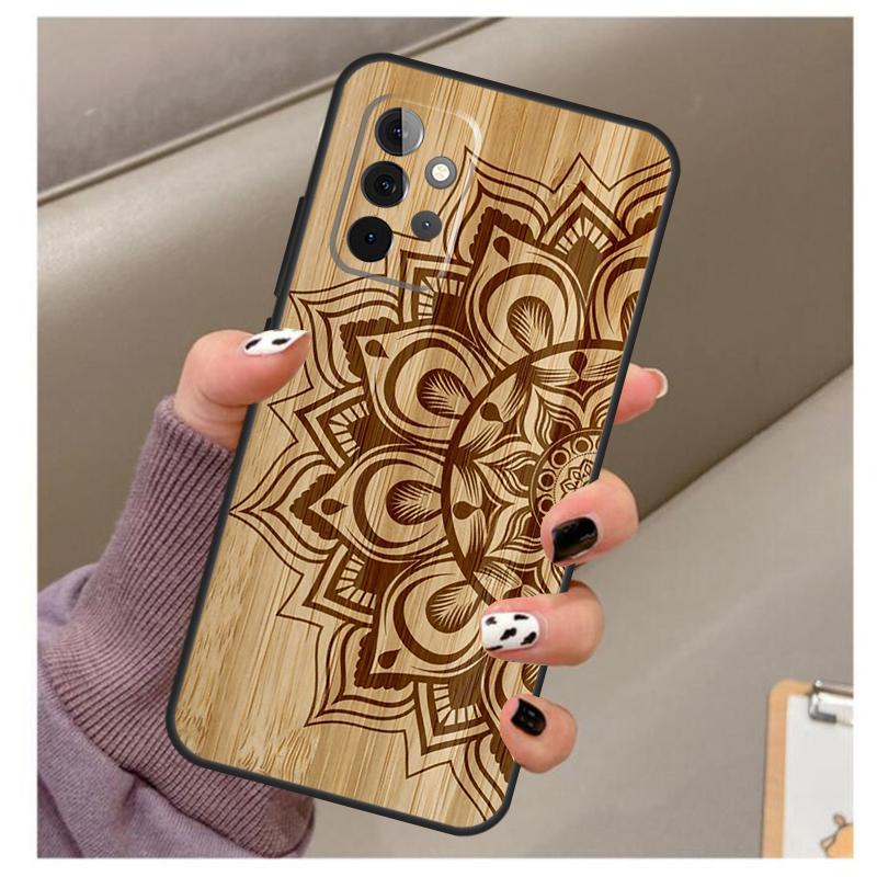 Mandala Floral Holz Weiche Hülle Für Samsung Galaxy A32 A52 A72 A12 A42 A40 A50 A70 A03S A21S A52S A71 A51 Abdeckung
