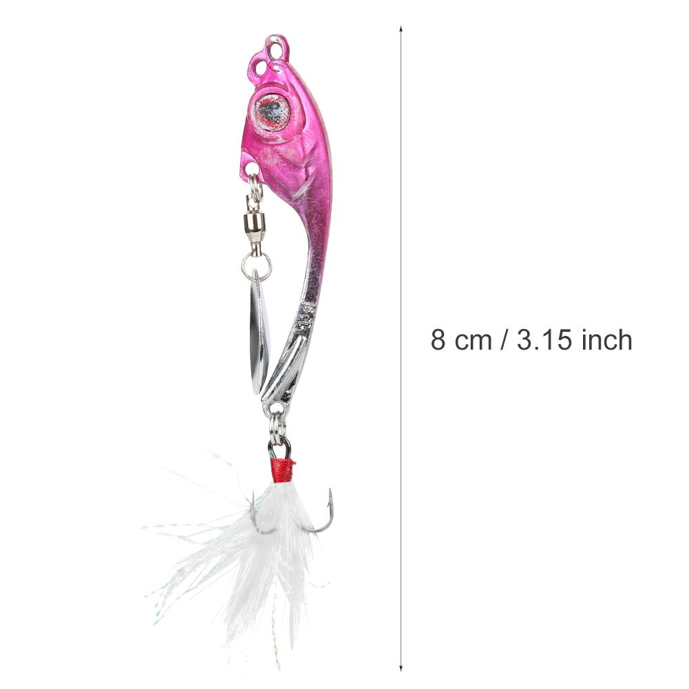 Zinc Alloy Rotating Feather Hook Sequin Lifelike Artificial Bait Fishing Lure Swimbait Accessory