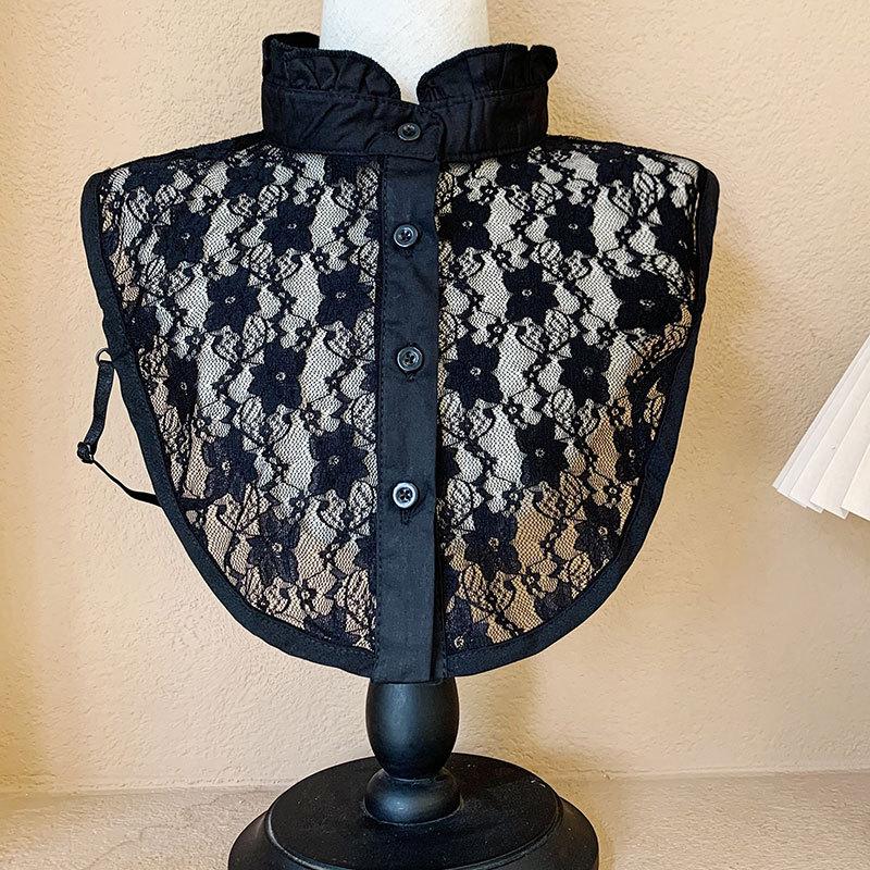Women Elegant Lace Hook Flower Vintage Fake Shirt Collar