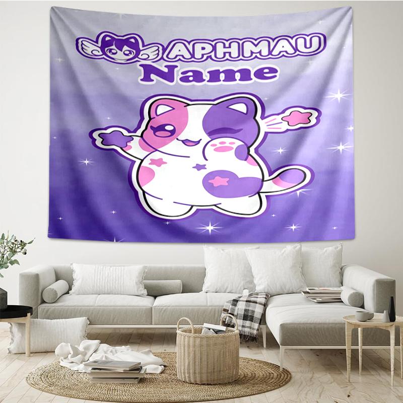 Custom Name Aphmau Print Tapestry, Backdrop, Easy Setup, Ideal for Bedroom, Office & Living Room, with Aesthetic Wall Hanging Decor.