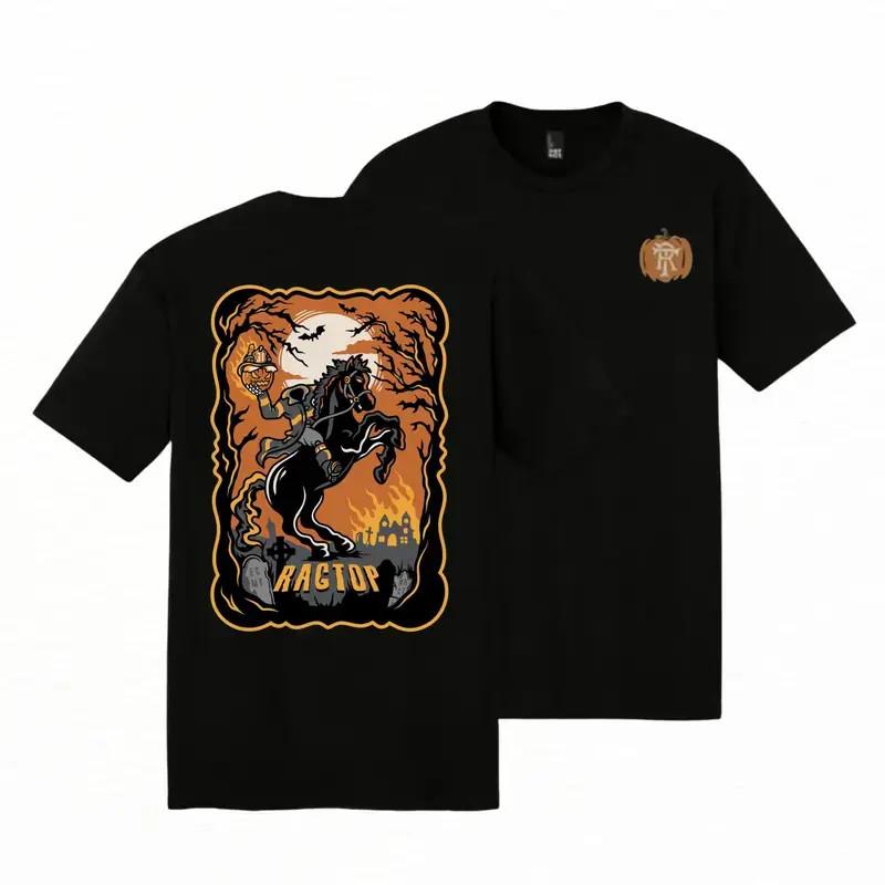 Ragtop T-Shirt 2 Sided, Headless Horseman Firefighter Halloween Graphic, Premium S разноцветный