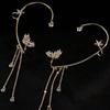 1pc Elegant Diamond Star & Leaf Tassel Ear Cuff Earring, Versatile Jewelry Gift For Women, Daily Wear