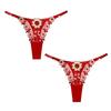 2 Pcs Women Thong Floral Embroidery See-through Lace Briefs