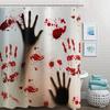 3D Halloween Theme Shower Curtain Horror Bloody Hands Black Bathroom Curtains For Halloween Party Waterproof Fabric With Hooks