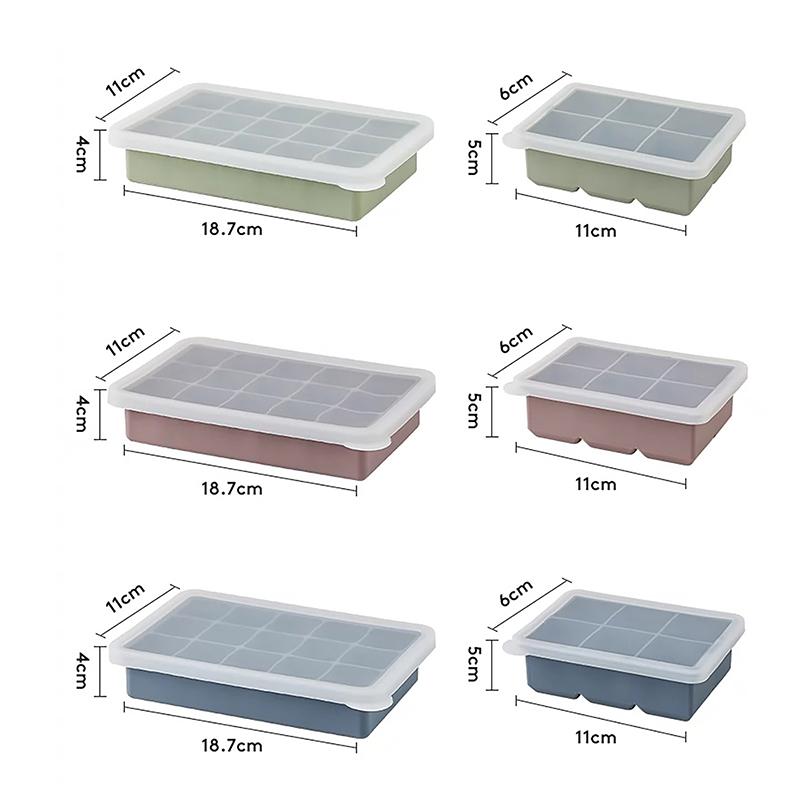 6/15 Grid Big Ice Tray Mold Giant Jumbo Large Food Grade Silicone Ice Cube Square Tray Mold Diy Ice Maker Ice Cube Tray With Lid