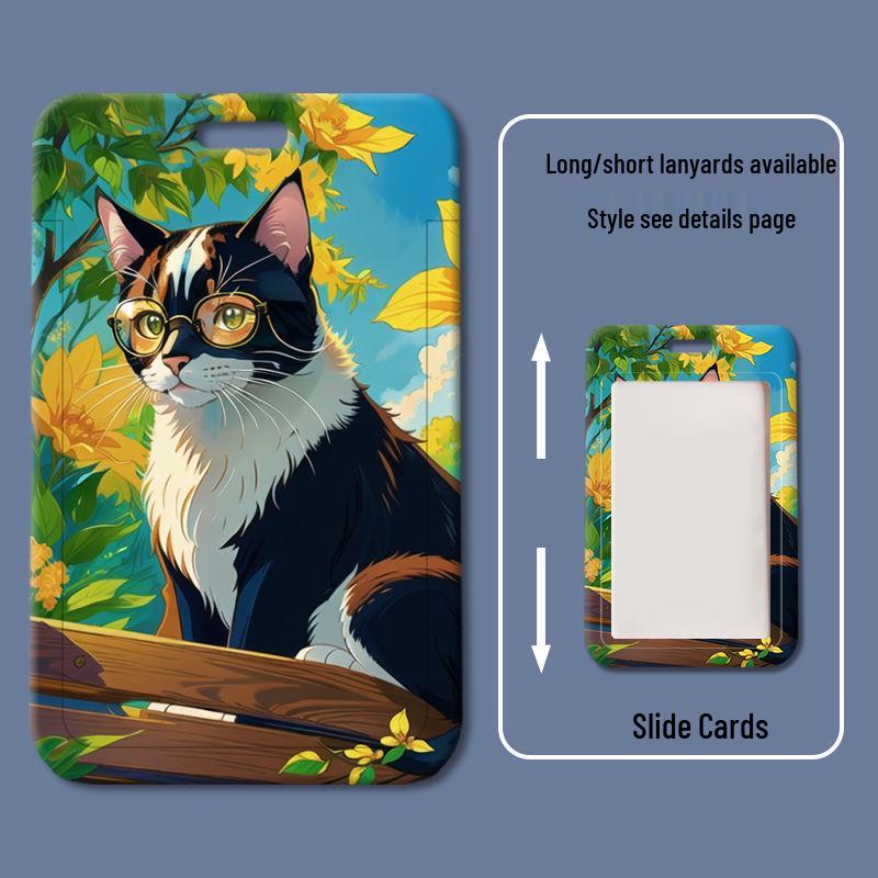 Kaihua Cat Sliding Cover ID Card Holder for Students & Work Access
