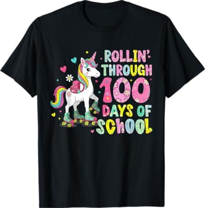 100 Days of School Unicorn 100th Day Smarter Girls Teacher T-Shirt S разноцветный