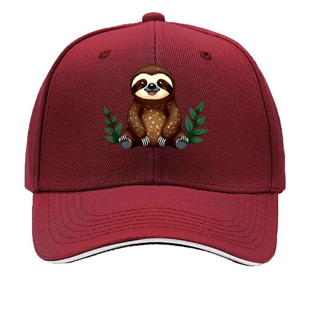 Adjustable Vintage Baseball Cap with Cute Slothin Bear Cartoon Print Breathable Textile Fabric H Sandwich Baseball Cap