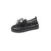 Fashion New Platform Diamonds Butterfly Knot Women Flats Bling Woman Rhinestone Ladies Casual Mesh Chunk Sole Slip-on Shoes Size 43