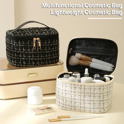 Large Capacity Cosmetic Bag Portable Handle Zipper Strong Load Bearing Multifunctional Travel Toiletry Makeup Pouch Organizer Case