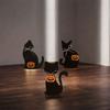 3pcs Vivid Halloween Black Cat Ornament Wooden Animal Statue Funny Cat Sculpture  Cabinet