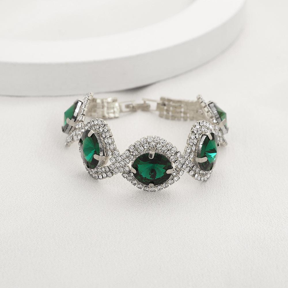 Wind Red, White, Blue And Black Crystal Bracelet, Super Flash Full Diamond Luxury Bracelet Women, Shiny Rhinestone Bracelet Hand Jewelry