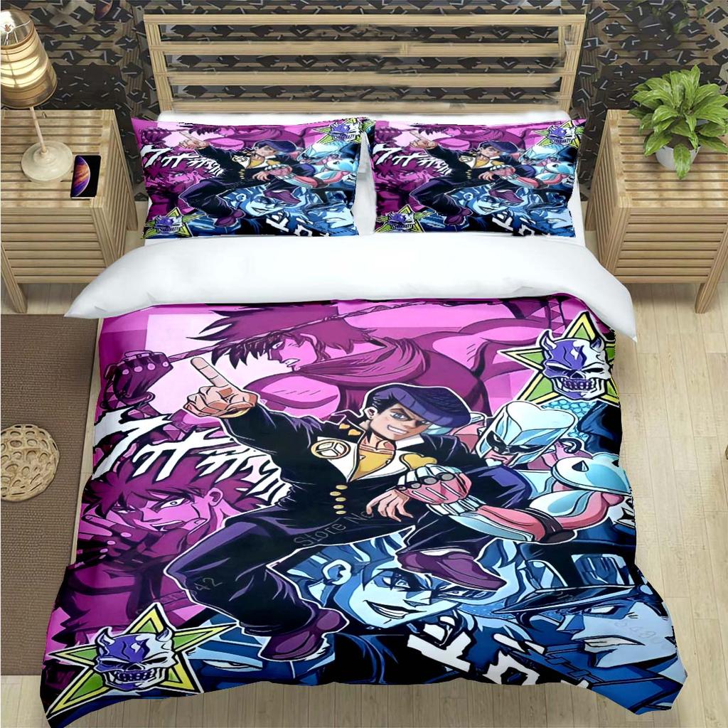 Beliebte Cartoon J-Jojo’S Bizarre Adventureprint Bettwäschesets Bettzubehörset Bettdeckenset Teenager Mädchen Einzelbett Einzelbett Kindergeschenk