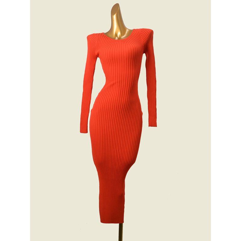 Australian Designer Brand Fabric Is Very Comfortable Cut Out Long Sleeves Sunken Stripe Slim Fit Long Dress Export Knitting Dress