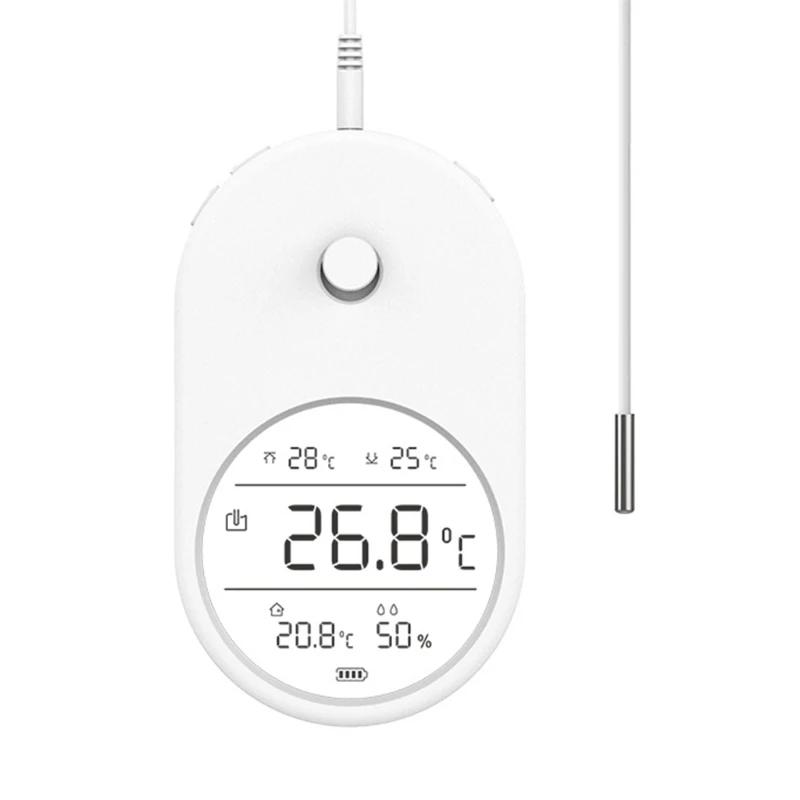 

3 in 1 Electronic Aquarium Water Thermometer Hygrometer LCD Digital Water Temperature Measuring Tool with Probe for Fish Tank білий