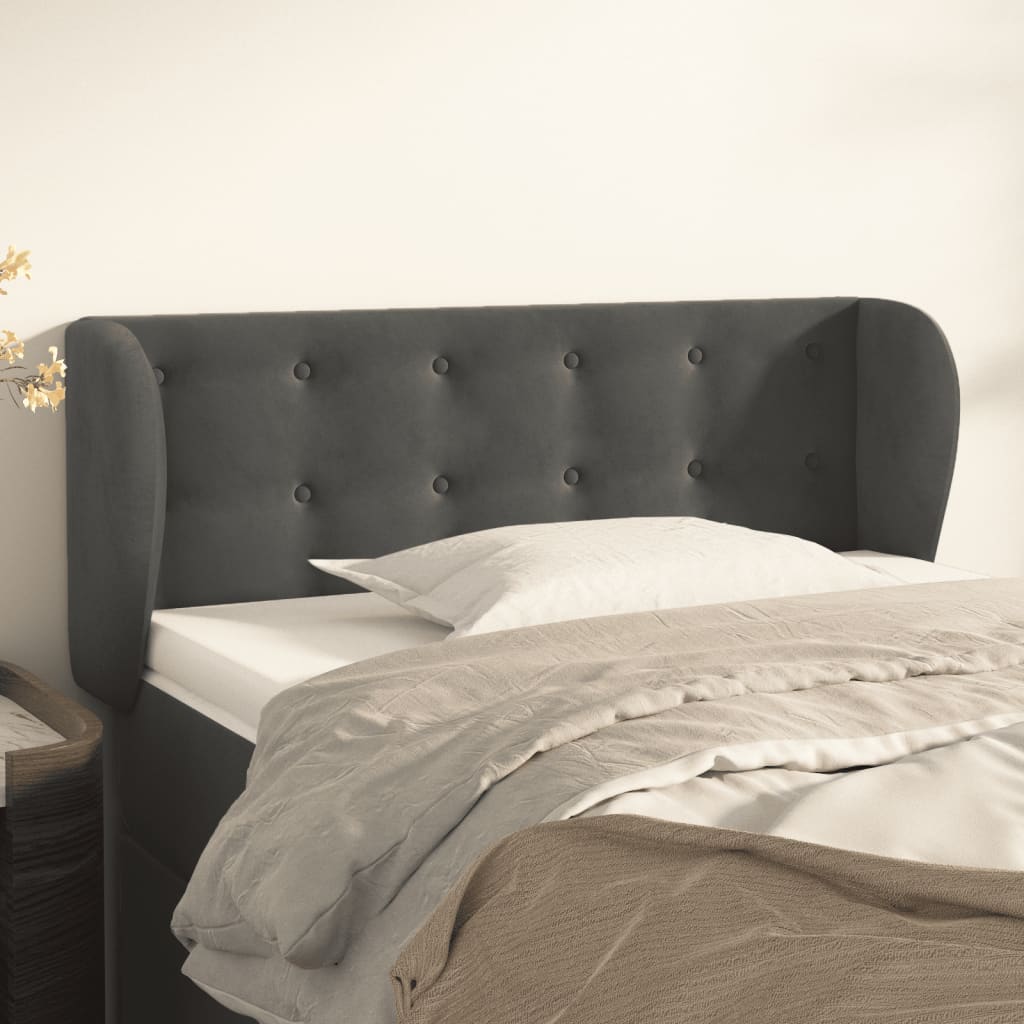 vidaXL Kopfteil mit Ohren Dunkelgrau 93x23x78/88 cm Samt