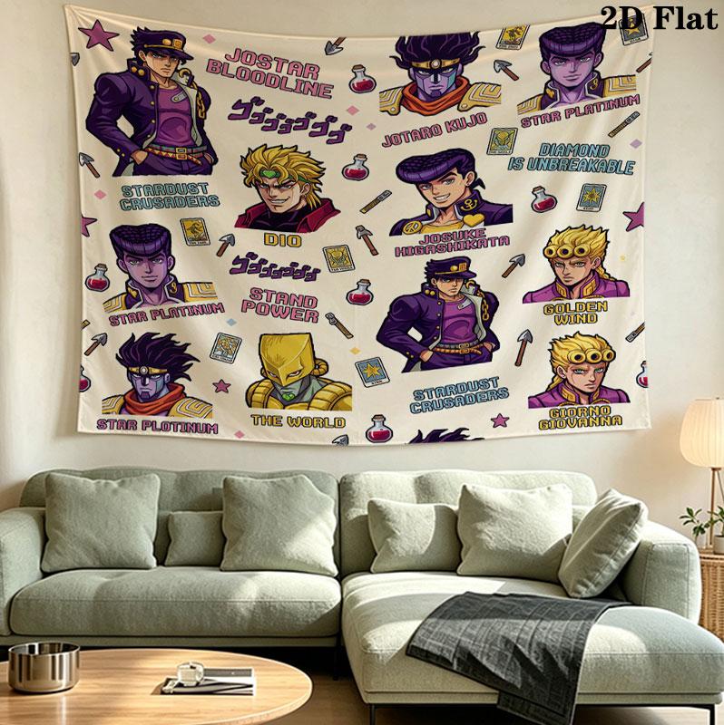 Jojo's Bizarre Adventure Nástěnná tapiserie Estetické závěsné na zeď Tištěná látková deka Dekorativní tapiserie Pro ložnici Obývací pokoj Domácí dekorace