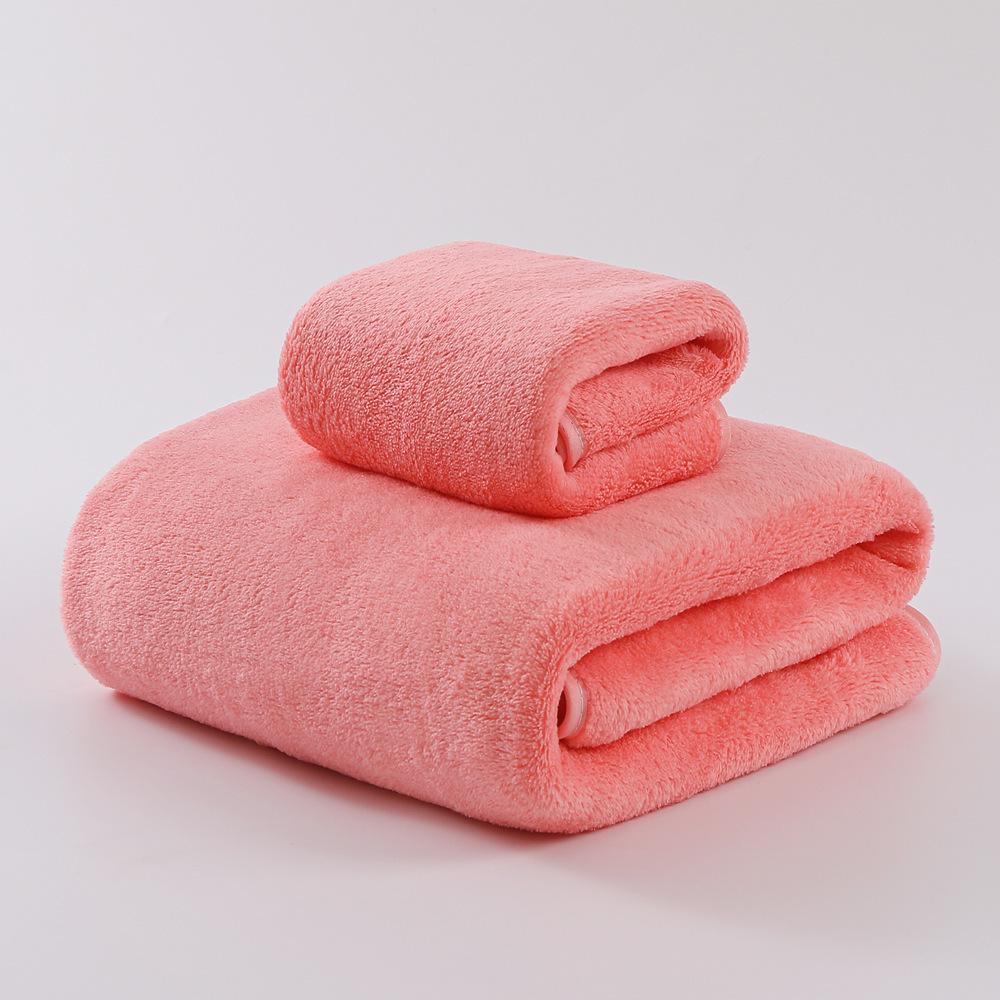 Coral Fleece Plain Color Bath Towel - Thick, Soft, and Highly Absorbent