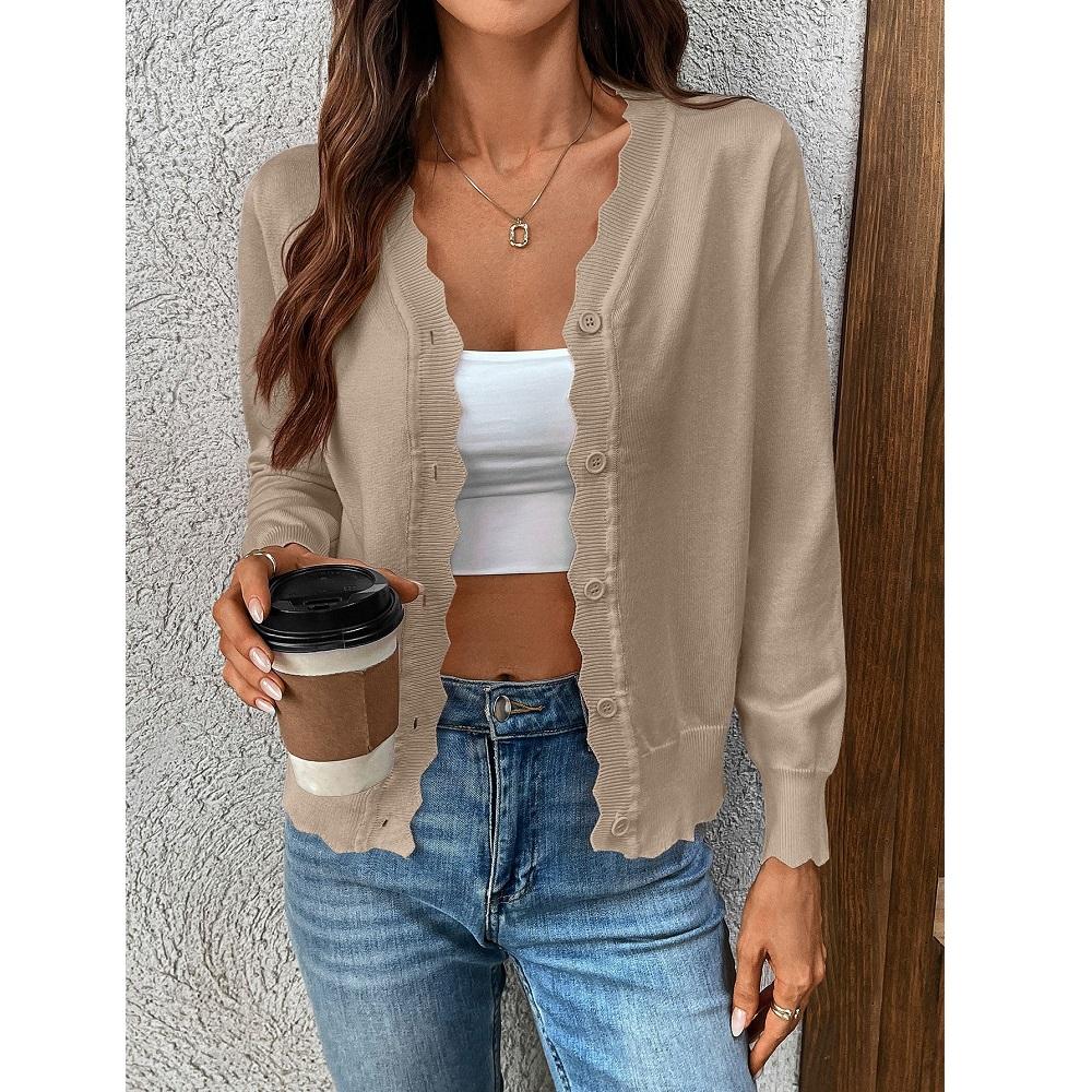 

Women Summer Thin Cool Cardigans Tops V-neck Long Sleeve Knitted Outerwear Jackets Coats XL хаки