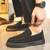 Thick Sole Soft Suede Male Casual Shoe Round Toe Men's Leather Shoes Moccasin Loafers Platform Height Increasing Slip-on Retro