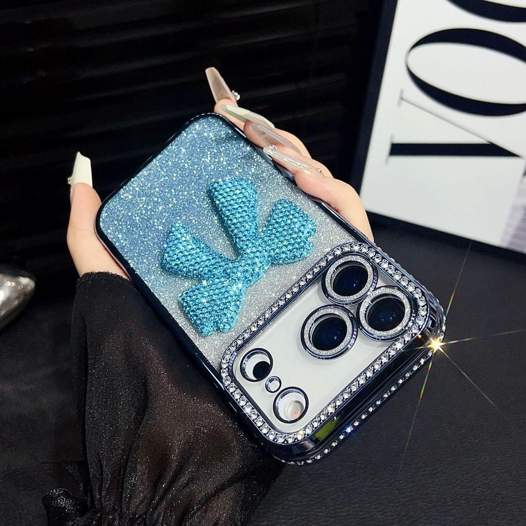 Luxury Rhinestone Bowknot Phone Case for Apple 17 Promax - Full Coverage