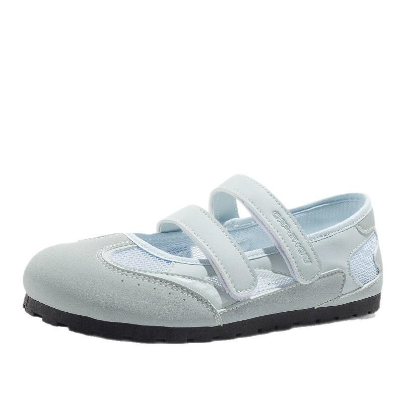 Low-cut Women's Shoes Velcro Round Toe White Shoes Flat-bottomed Breathable Single Shoes
