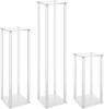 3Pcs High Clear Flower Stand, Rectangular Acrylic Flower Column, Removable Geometric Flower Shelves for Birthday Parties