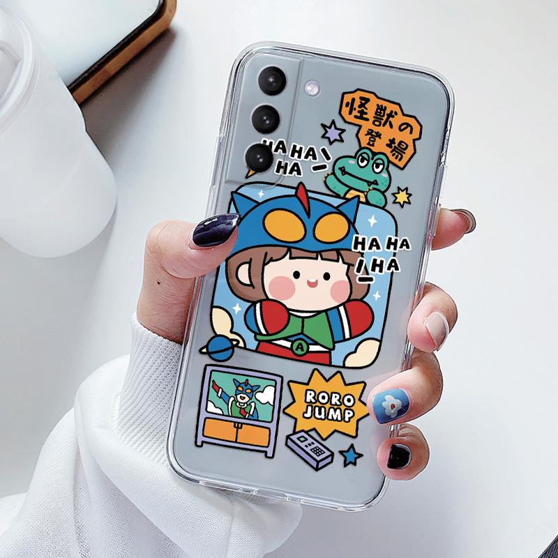 Transparent Case For Samsung Galaxy S23 S 23 Ultra S23 Plus Cover Cartoon Flowers Soft TPU Shockproof Funda For Samsung S24+ Bag