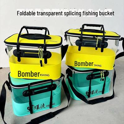 Foldable Transparent EVA Fishing Bucket for Live Fish - Portable and Thickened, Fish Protection Gear
