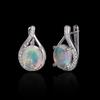 Colorful natural oval 8*10mm ethiopia opal ring earrings 925 sterling silver luxury fine jewelry set for women's engagement gift
