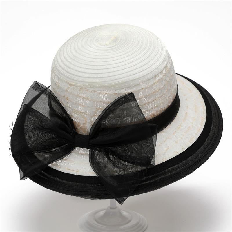 Ladies cool hat sun hat summer elegant fashion top hat organza flower pot hat sun hat