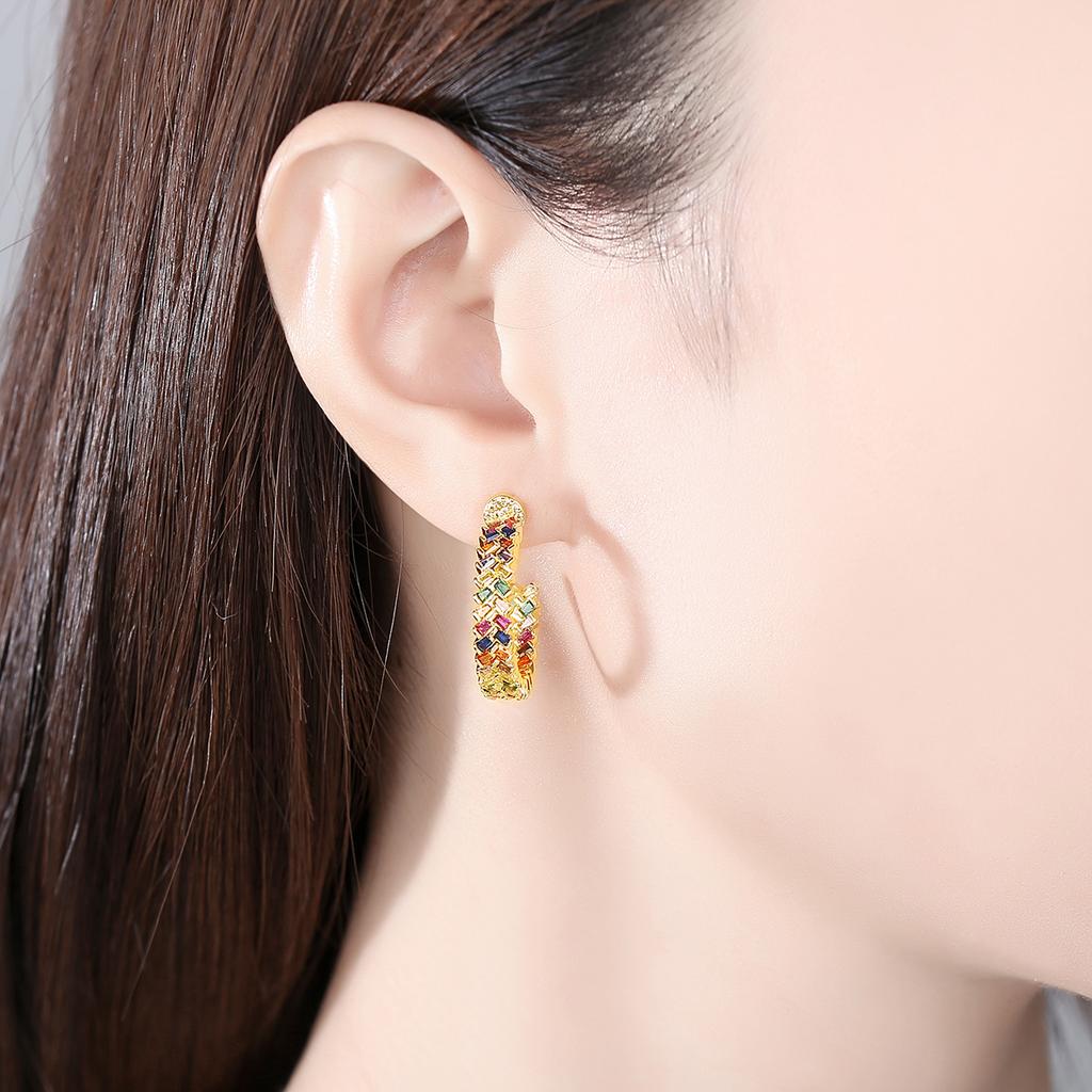 LUOTEEMI 2026  Large Gold Hoop Earrings Women Fashion European Trendy Rainbow Earring