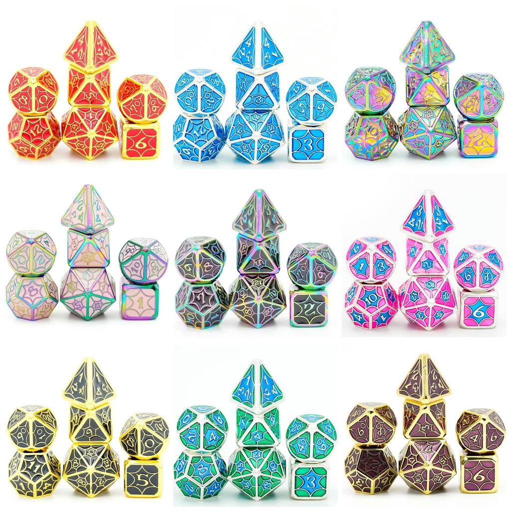 7Pcs Various Shapes Dices Different Number of Face Educational Toy Digital Number Alloy Dices Set For Party Family Game